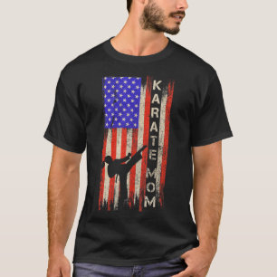 Camiseta Vintage EUA Flag Karate Mãe Karateka Silh