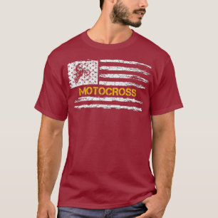 Camiseta Vintage EUA Flag Motocross Dirt Bike