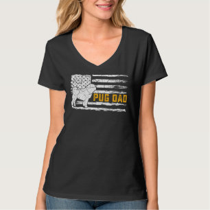 Camiseta Vintage EUA Flag Orud Pug Dog Pai Silhou