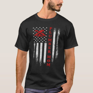 Camiseta Vintage EUA Flag Plumber Mãe Plumbando Sil