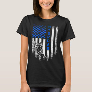 Camiseta Vintage EUA Flag Proud Hockey Stepdad Sil