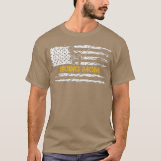 Camiseta Vintage EUA Flag Proud Skiting Mãe Skier