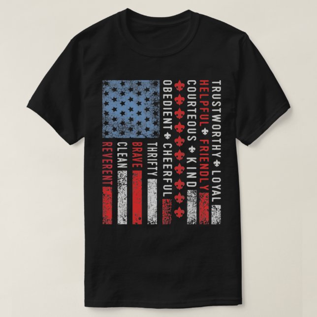 Camiseta Vintage EUA Flag Scouting Law Pullove (Frente do Design)