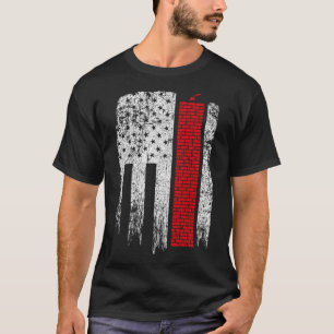 Camiseta Vintage EUA Red White Bricklayer American Flag