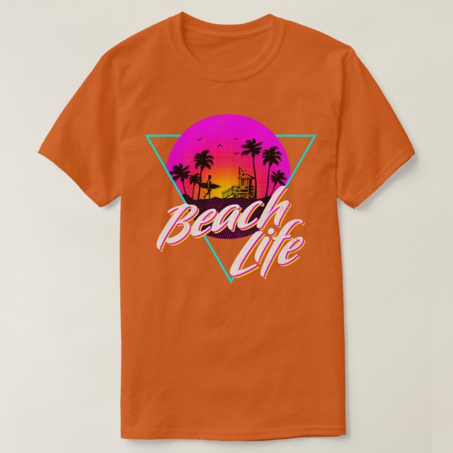 Camiseta Vintage Fade Beach Life design (Frente do Design)
