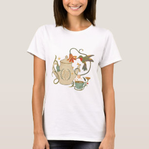 Camiseta Vintage Fairy Tea pote Floral