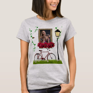 Camiseta Vintage Fairytale Bicycle Rosa Girly Photo Frame