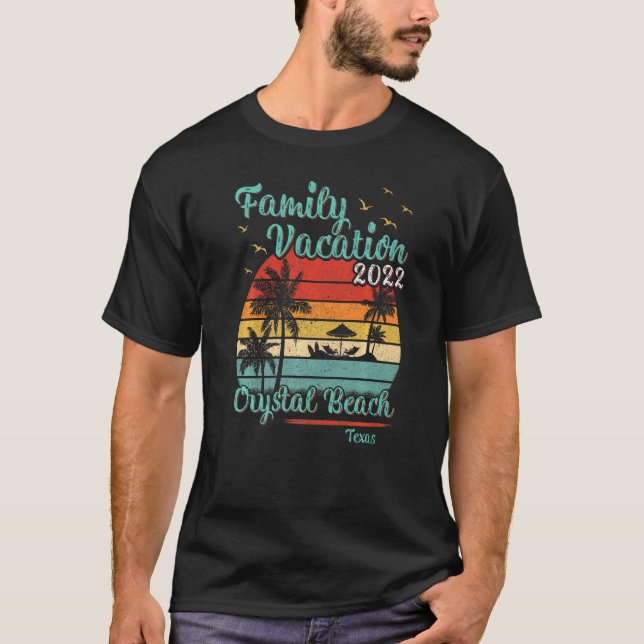 Camiseta Vintage Family Vacation 2022 Texas Crystal Beach (Frente)