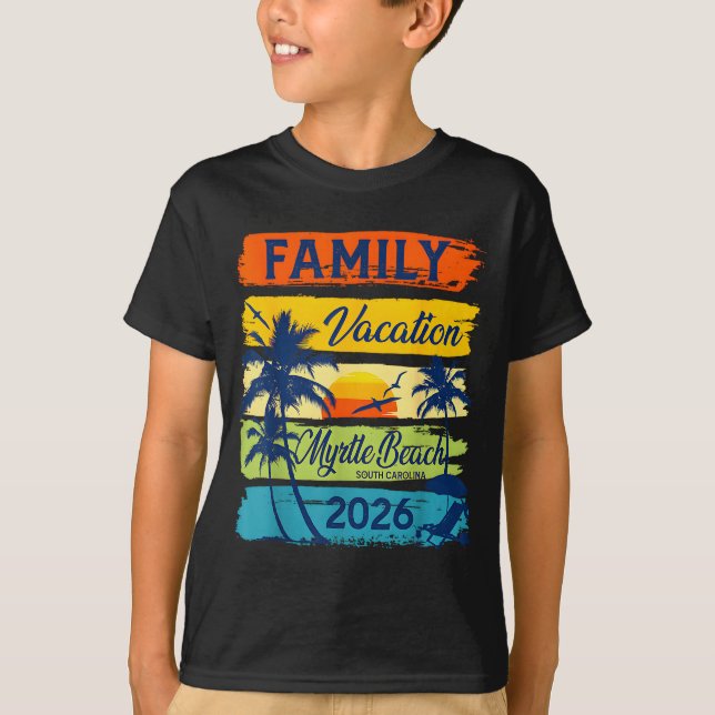 Camiseta Vintage Family Vacation Myrtle-beach 2026 Matching (Frente)