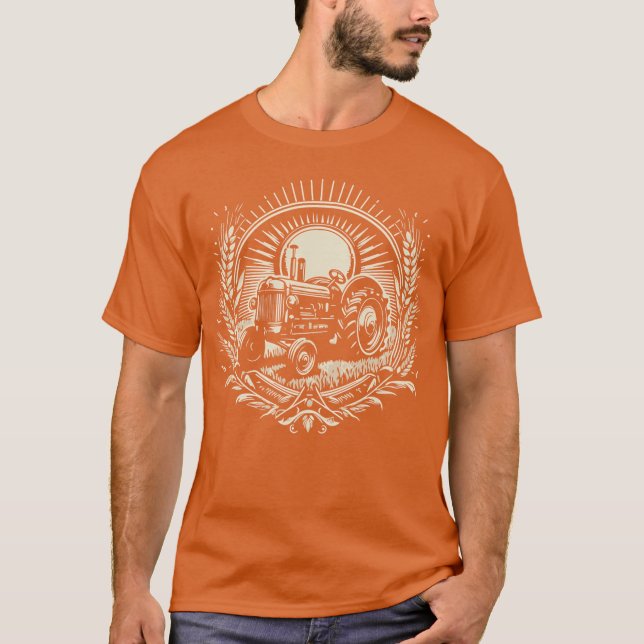 Camiseta Vintage farm tractor circular emblem (Frente)