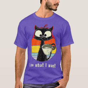 Camiseta Vintage Faz O Que Eu Quero Com Café Negro Gato Cu