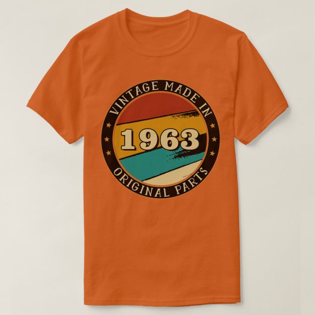 Camiseta Vintage Feita Em 1963 Partes Originais (Frente do Design)