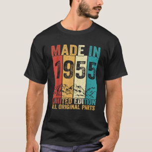 Camiseta Vintage Feita Ou Nascer Em 1955, 70 De 70 Anos