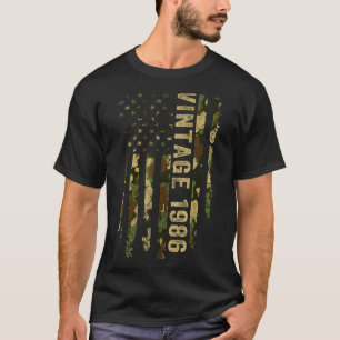 Camiseta Vintage Feito Em 1986 Bandeira Americana 40º Anive