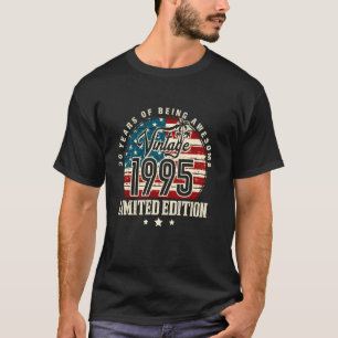 Camiseta Vintage Feito Em 1995 Bandeira Americana Aniversár
