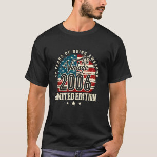 Camiseta Vintage Feito Em 2006 Bandeira Americana Aniversár