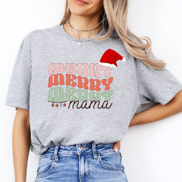 Camiseta Vintage Feliz Mama moderna Natal Retrô Mulheres Mã