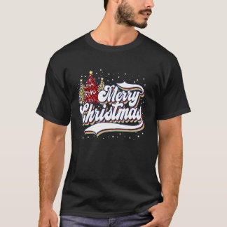 Camiseta Vintage Feliz Natal Buffalo Xadrez Red Tree Leo