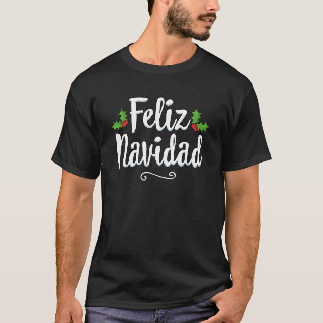 Camiseta Vintage Feliz Navidad Retro Mexicano Natal Span (Frente)