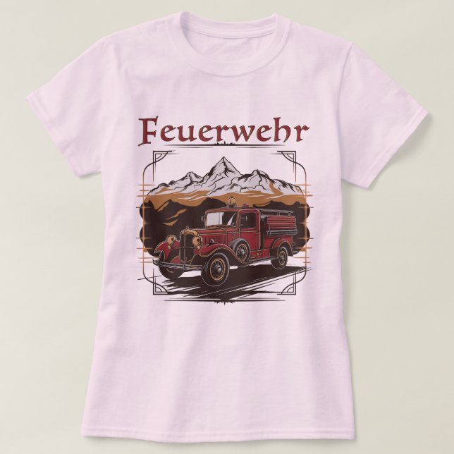 Camiseta Vintage Feuerwehrfahrzeug - Retro Design (Frente do Design)