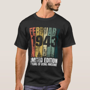 Camiseta Vintage Fevereiro De 1943 Bday Oferece 77 Anos 77