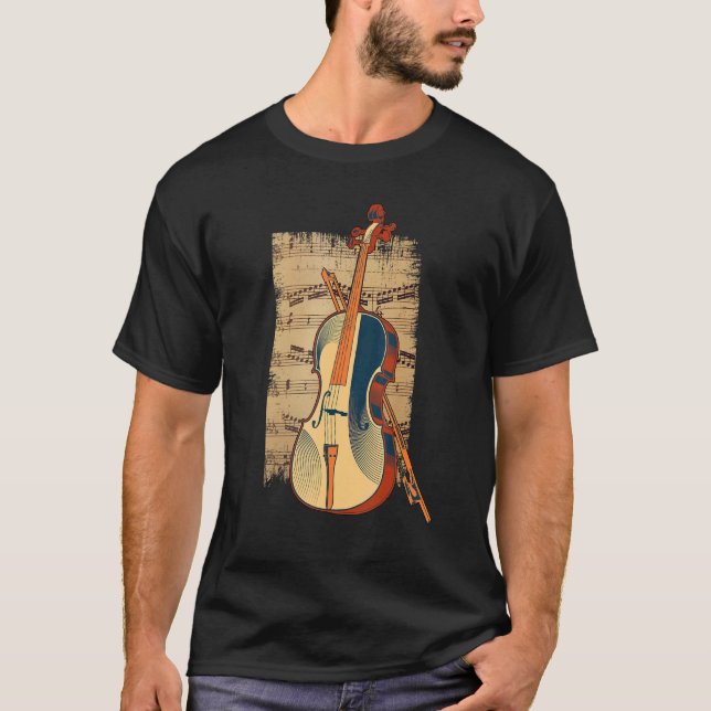 Camiseta Vintage Fiddle Stringing Instrumento Fiddle Violin (Frente)