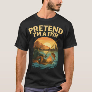Camiseta Vintage Finjo que Sou um Peixe Piada de Pesca pesc