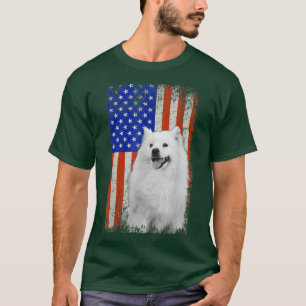 Camiseta Vintage Flag American Eskimo Dog Pai Mãe Puppy Pat