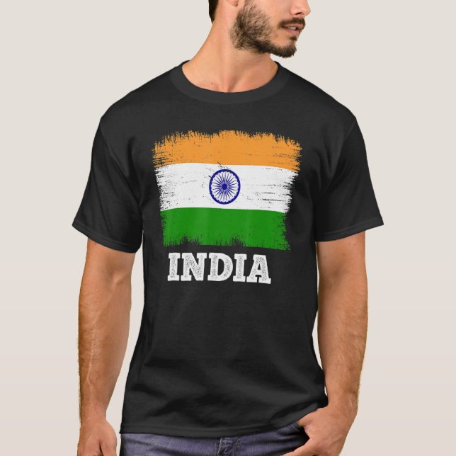 Camiseta Vintage Flag India Country Retro Flag Indian (Frente)