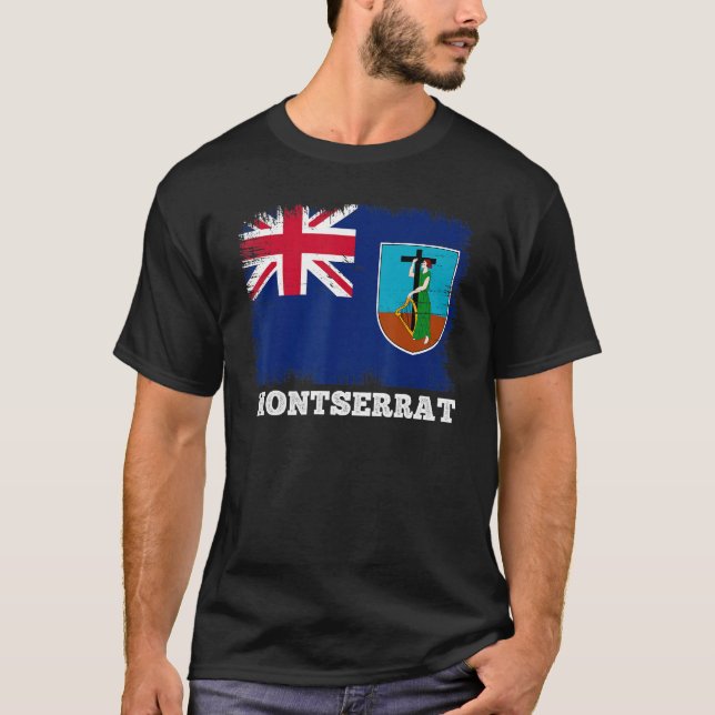 Camiseta Vintage Flag Montserrat Retro Flag Montserratian (Frente)