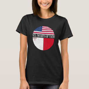 Camiseta Vintage Flags USA E Malta Sim Eu sou Ambos