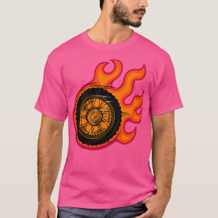 Camiseta Vintage Flame Com Pneus De Moto