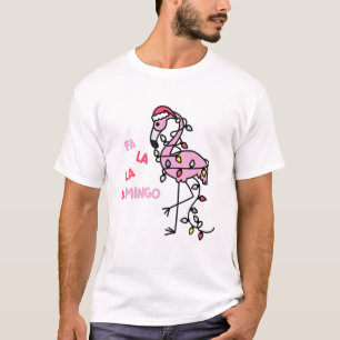 Camiseta Vintage Flamingo Fa La Xmas Engraçadas Mulheres S