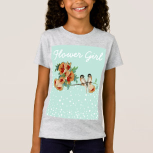 Camiseta Vintage Flor de Cerejeira Amor Pássaro Pêssego Men