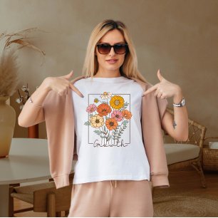 Camiseta Vintage, flor selvagem
