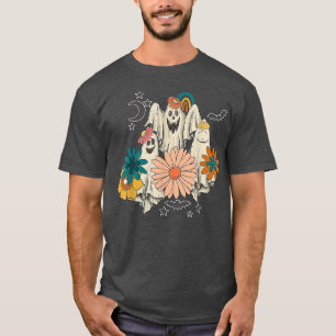 Camiseta Vintage Floral Ghost Cute Halloween Graphic T-Shir
