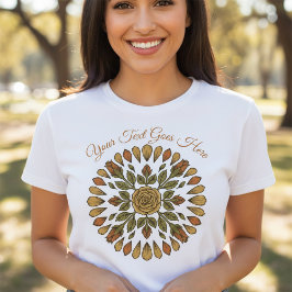 Camiseta Vintage Floral Linocut Medallion Custom Text