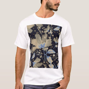 Camiseta Vintage Floral Watercolor: Fundo Preto