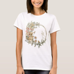 Camiseta "Vintage Floral Wreath T-Shirt - Botânica Elegante