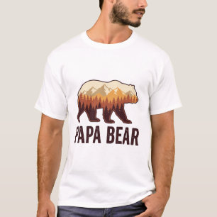 Camiseta Vintage Floresta Silhueta Urso Papai Urso