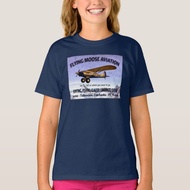 Camiseta Vintage Flying Moose Aviation Sign (Frente)