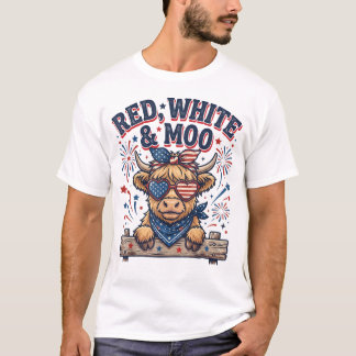Camiseta Vintage Fofo Vermelho, Branco e Moo Divertido 4 de
