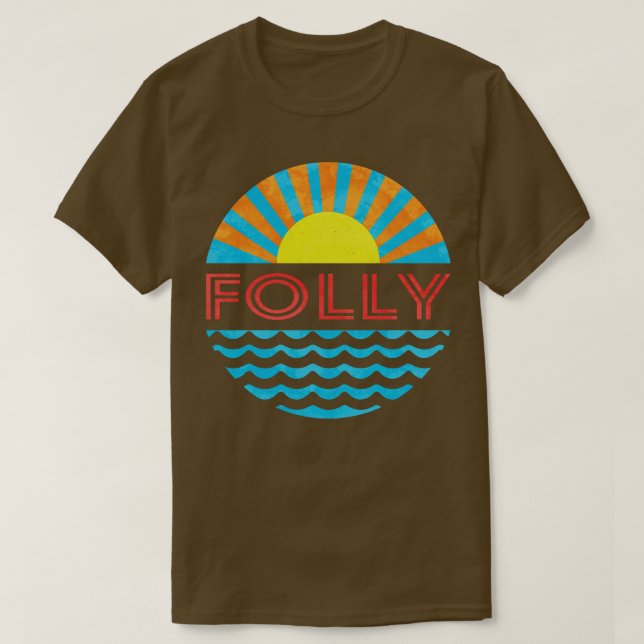 Camiseta Vintage Folly Beach Sun E Waves (Frente do Design)