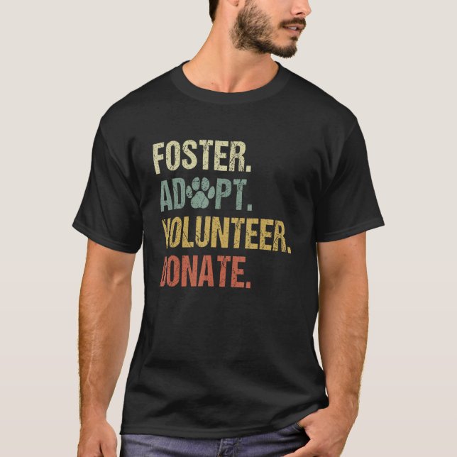 Camiseta Vintage Foster Adota Animais Doadores Voluntários  (Frente)