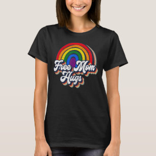 Camiseta Vintage Free Mãe Abraça Rainbow Heart Pride Mon