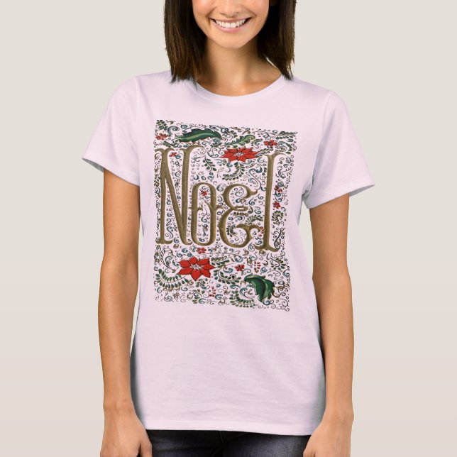 Camiseta vintage frenage christmas poinsettia joyeux noel (Frente)
