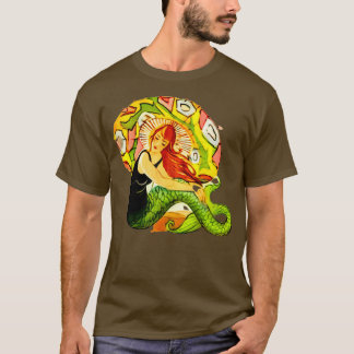 Camiseta Vintage French Art Deco Mermaid PASTEL YELLOW