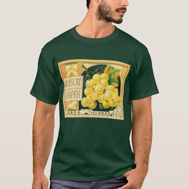 Camiseta Vintage Fruta Crate Label Art, Muscat Graphics (Frente)