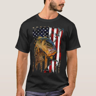 Camiseta Vintage FUNNY 4th of JULY FISHING Fish American Fl