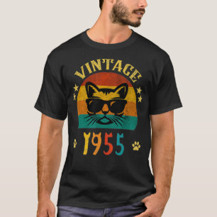 Camiseta Vintage Funny Cat Birthday Gift 1955 Men Women 67